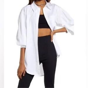 Open edit white button down shirt